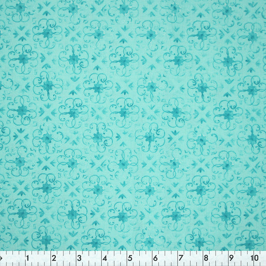 FABRIC CREATIONS 43" × 8 yd Cotton Fabric Bolt — Turquoise Karima