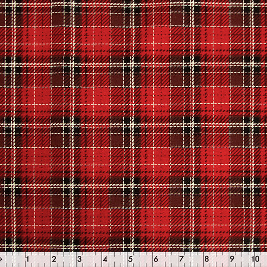 FABRIC CREATIONS 42" × 8 yd Cotton Fabric Bolt — Red Checks & Plaids
