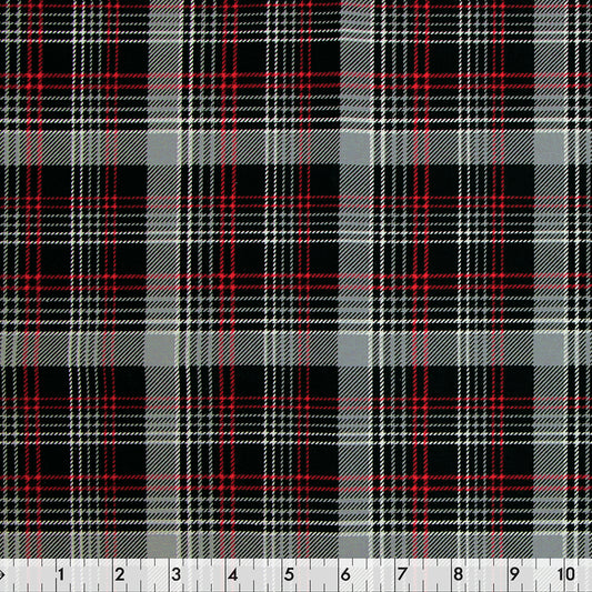 FABRIC CREATIONS 42" × 8 yd Cotton Fabric Bolt — Black Checks & Plaids