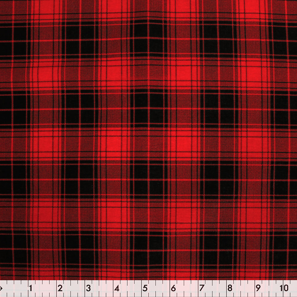 FABRIC CREATIONS 42" × 8 yd Cotton Fabric Bolt — Red Checks & Plaids