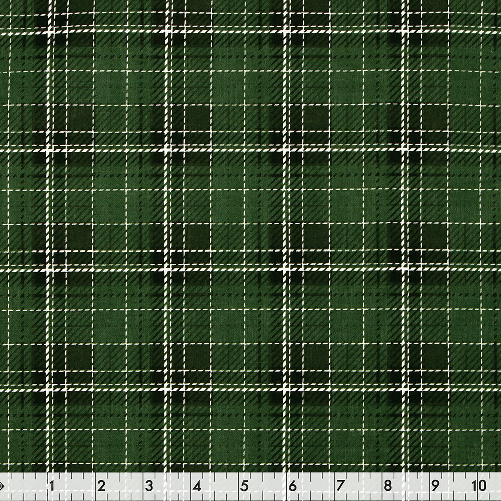 FABRIC CREATIONS 42" × 8 yd Cotton Fabric Bolt — Green Checks & Plaids