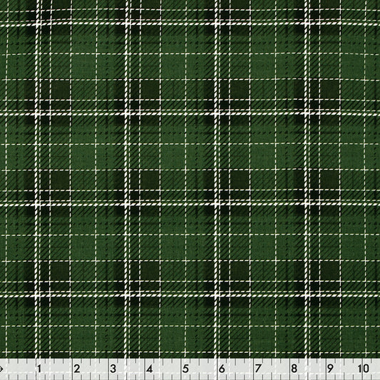 FABRIC CREATIONS 42" × 8 yd Cotton Fabric Bolt — Green Checks & Plaids