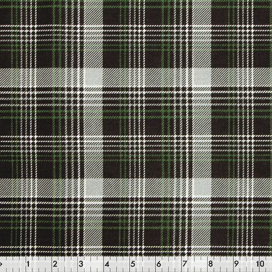 FABRIC CREATIONS 42" × 8 yd Cotton Fabric Bolt — Green Checks & Plaids