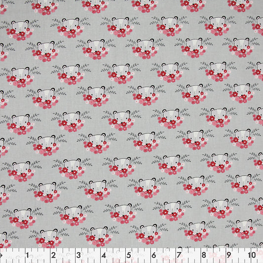 FABRIC CREATIONS 42" × 8 yd Cotton Fabric Bolt — Grey Foxy Friends