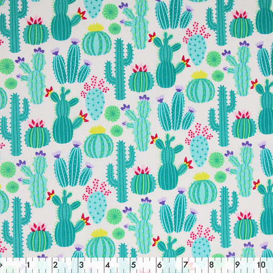 FABRIC CREATIONS 42" × 8 yd Cotton Fabric Bolt — White Cactus