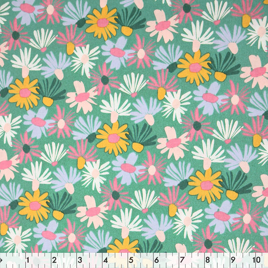 FABRIC CREATIONS 42" × 8 yd Cotton Fabric Bolt — Turquoise Floral