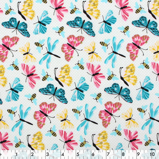 FABRIC CREATIONS 42" × 8 yd Cotton Fabric Bolt — Multi Butterfly Garden