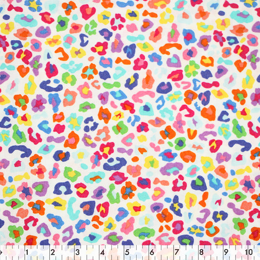 FABRIC CREATIONS 42" × 8 yd Cotton Fabric Bolt — Rainbow Leopard Print