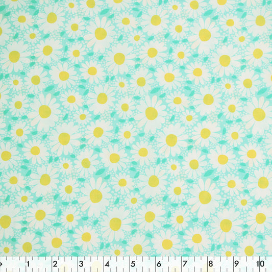 FABRIC CREATIONS 42" × 8 yd Cotton Fabric Bolt — Turquoise Daisy