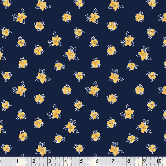 FABRIC CREATIONS 42in x 8yd Cotton Fabric Bolt - Navy Arles Sunflowers