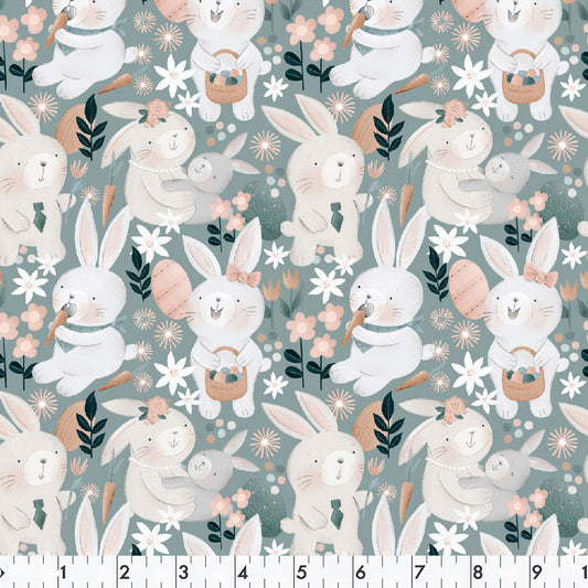 FABRIC CREATIONS 42in x 8yd Cotton Fabric Bolt - White Hello Spring