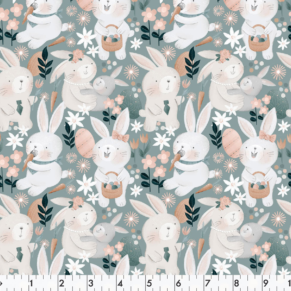 FABRIC CREATIONS Printed Cotton Fabric Bolt 107 cm × 7.3 m, White Hello Spring