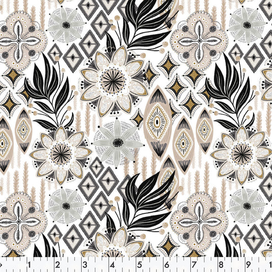 FABRIC CREATIONS 42in x 8yd Cotton Fabric Bolt - White Stone Branch