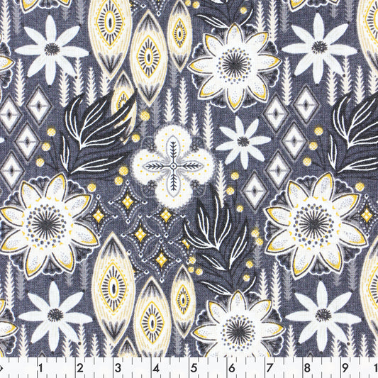 FABRIC CREATIONS Printed Cotton Fabric Bolt 107 cm × 7.3 m, Grey Stone Branch