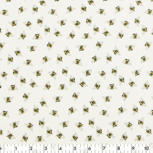FABRIC CREATIONS 42in x 8yd Cotton Fabric Bolt - Yellow Floral Bee