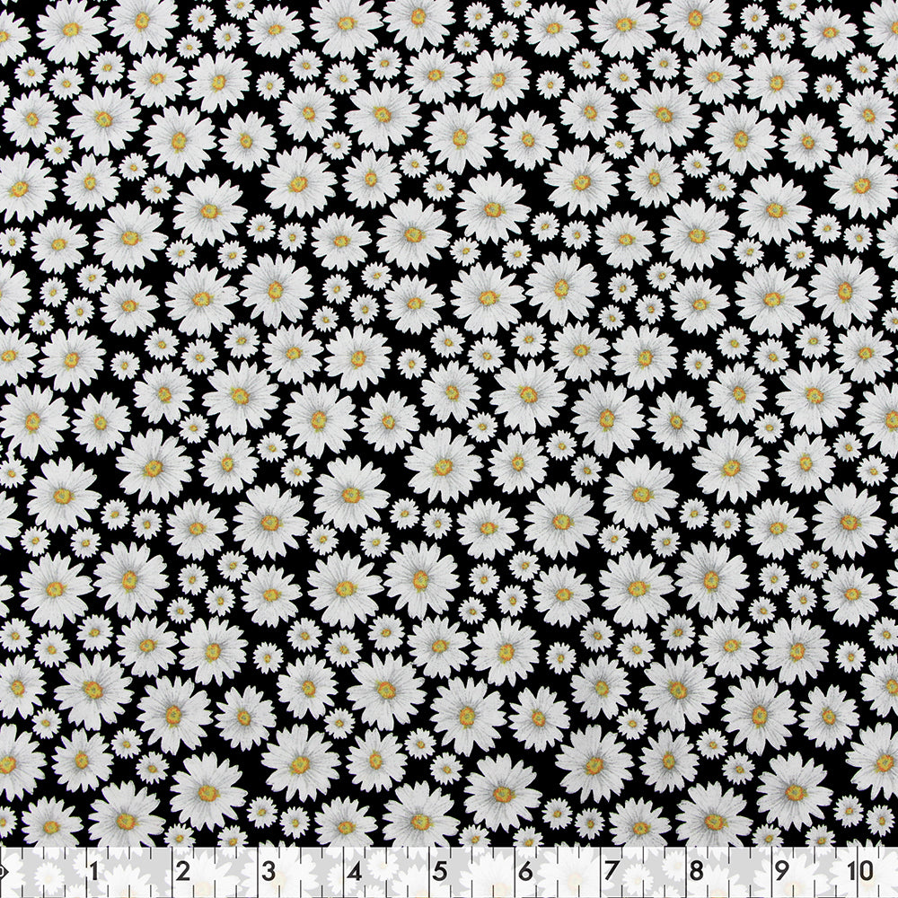 FABRIC CREATIONS 42in x 8yd Cotton Fabric Bolt - Black Floral Bee