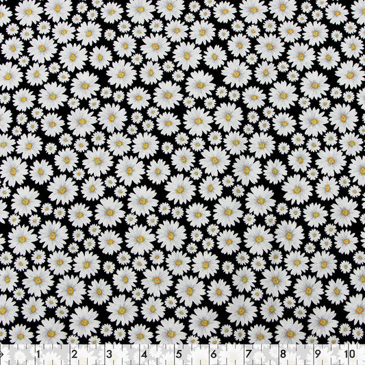 FABRIC CREATIONS 42in x 8yd Cotton Fabric Bolt - Black Floral Bee