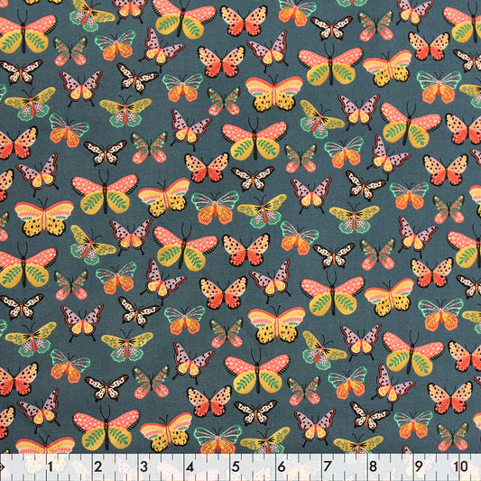 FABRIC CREATIONS 42in x 8yd Cotton Fabric Bolt - Teal Butterfly Ball