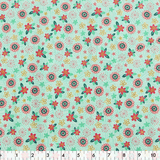 FABRIC CREATIONS Printed Cotton Fabric Bolt 107 cm × 7.3 m, Teal Butterfly Ball