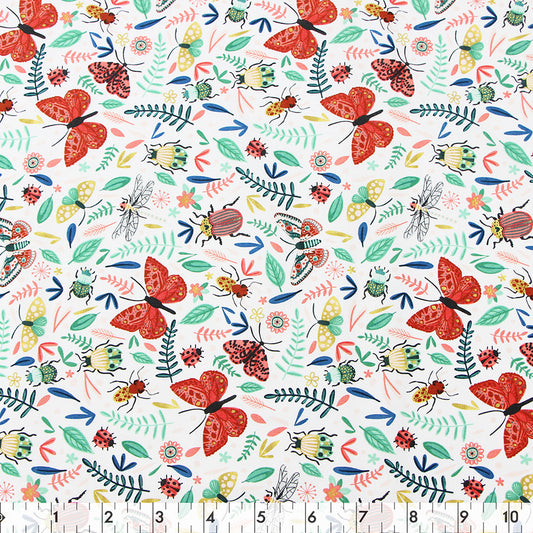 FABRIC CREATIONS 42in x 8yd Cotton Fabric Bolt - White Butterfly Ball