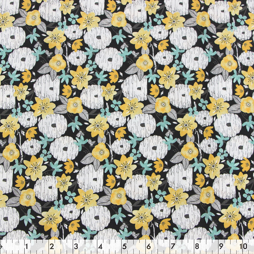 FABRIC CREATIONS 42in x 8yd Cotton Fabric Bolt - Black Beetanical