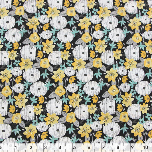 FABRIC CREATIONS 42in x 8yd Cotton Fabric Bolt - Black Beetanical