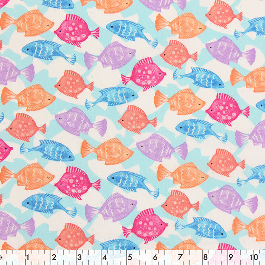 FABRIC CREATIONS 42in x 8yd Cotton Fabric Bolt - White Mermaid Society