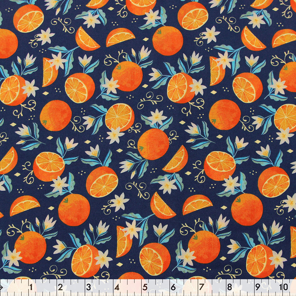 FABRIC CREATIONS 42in x 8yd Cotton Fabric Bolt - Navy Orange You Nice