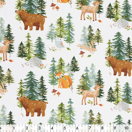 FABRIC CREATIONS 42in x 8yd Cotton Fabric Bolt - White Woodland Frame