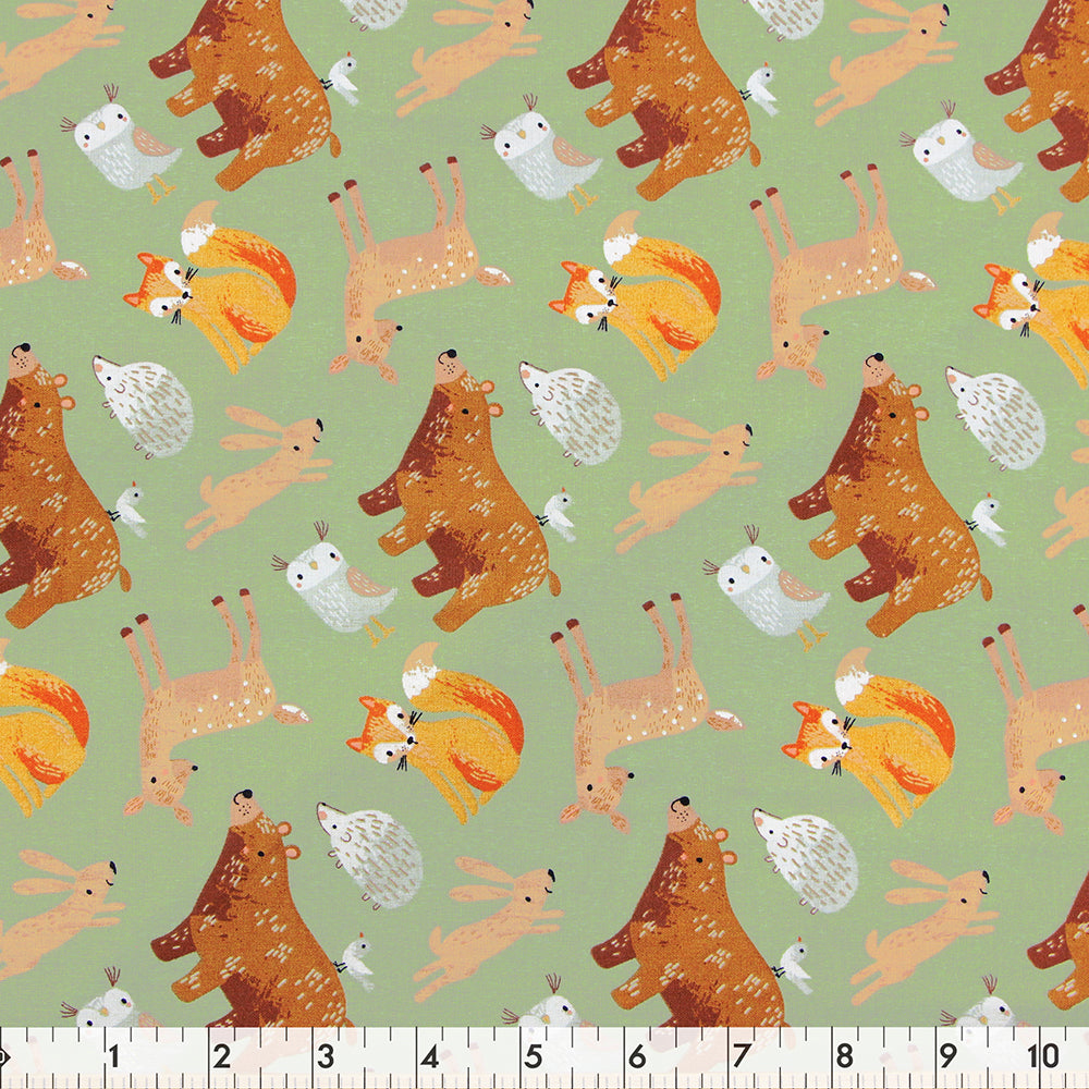 FABRIC CREATIONS 42in x 8yd Cotton Fabric Bolt - Green Woodland Frame