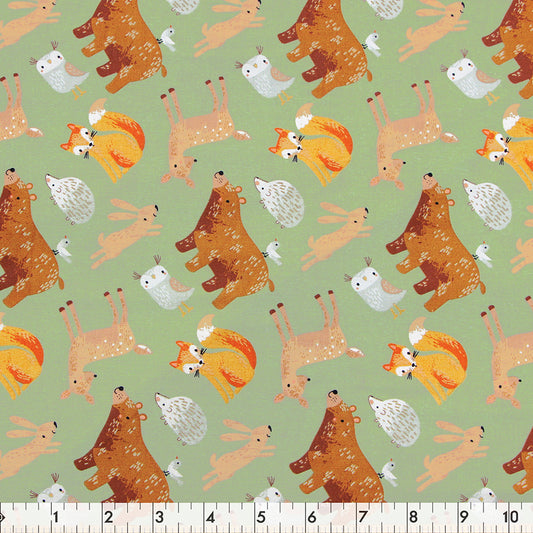 FABRIC CREATIONS 42in x 8yd Cotton Fabric Bolt - Green Woodland Frame