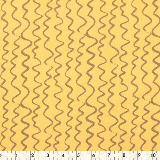 FABRIC CREATIONS Cotton Fabric Bolt — 42" × 8 yd — Yellow with Tan Scribble Print