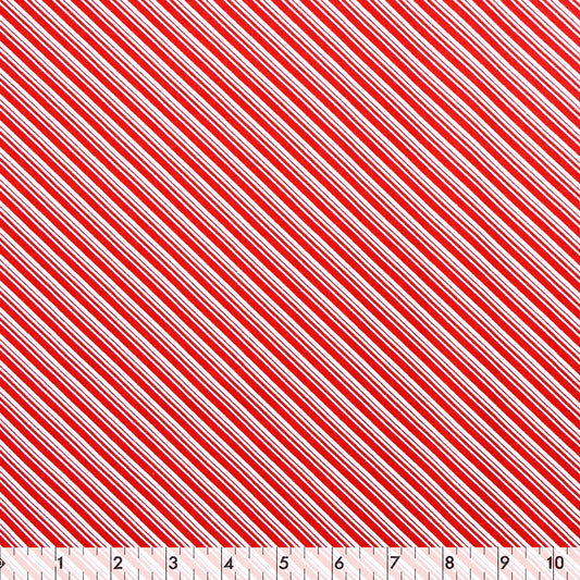FABRIC CREATIONS 42&Prime; x 8yd Cotton Fabric Bolt - Red and White Christmas Diagonal Stripes