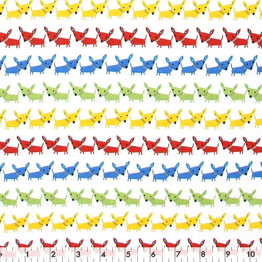 FABRIC CREATIONS Cotton Print Fabric Bolt 42 in × 8 yd White Colour Rows of Dogs