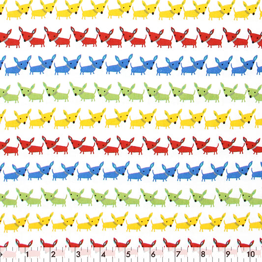 FABRIC CREATIONS Cotton Print Fabric Bolt 42 in × 8 yd White Colour Rows of Dogs