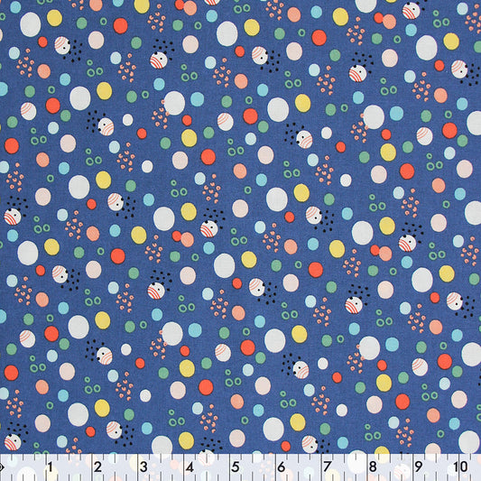 FABRIC CREATIONS 42&Prime; x 8yd Cotton Fabric Bolt - Blue with Colourful Small Circles