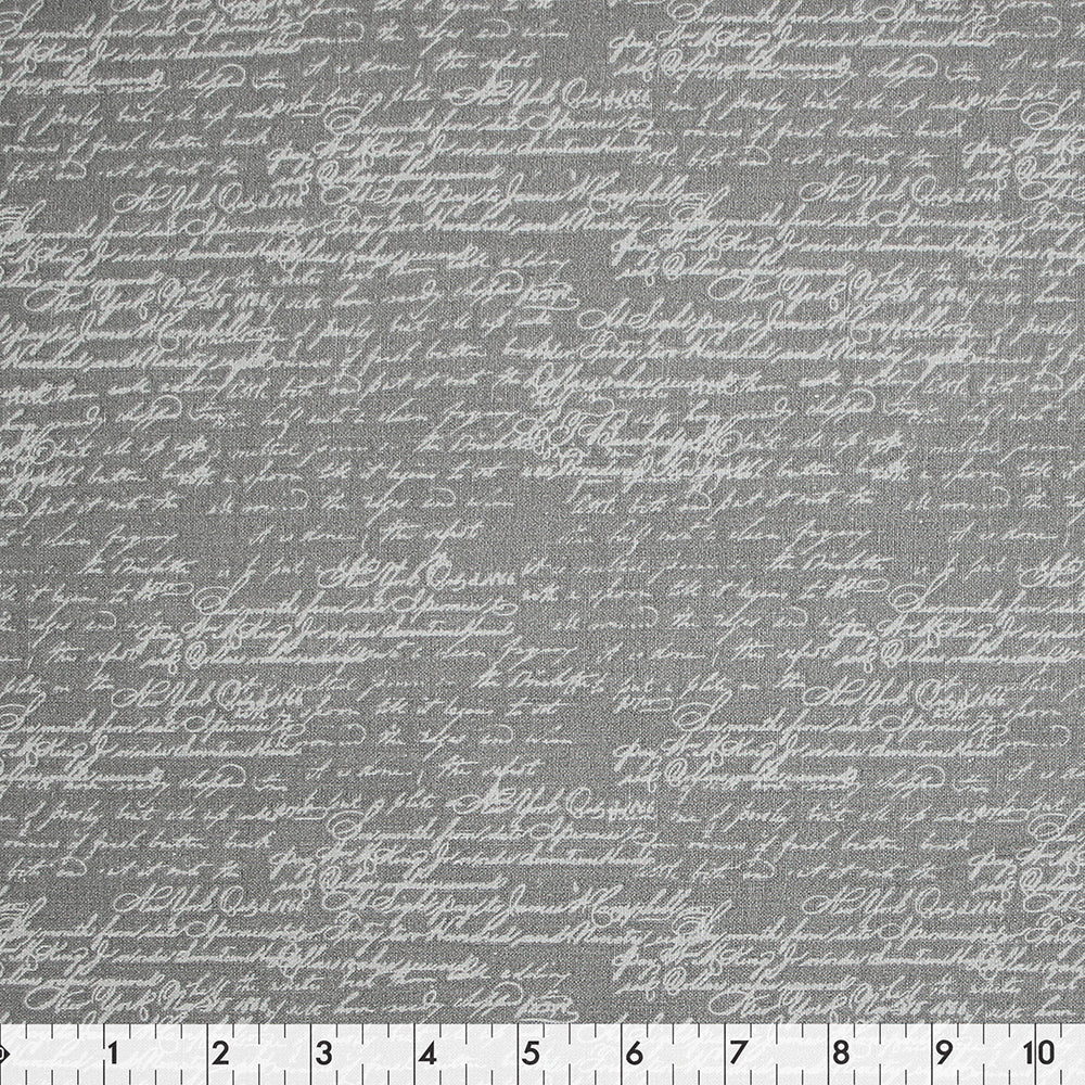 FABRIC CREATIONS Cotton Print Fabric Bolt 42 in × 8 yd (7.3 m) Grey With White Script