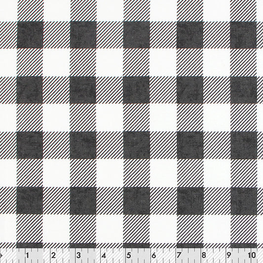 FABRIC CREATIONS 42" × 8 yd Cotton Flannel Fabric Bolt — Black Christmas Gingham Plaid
