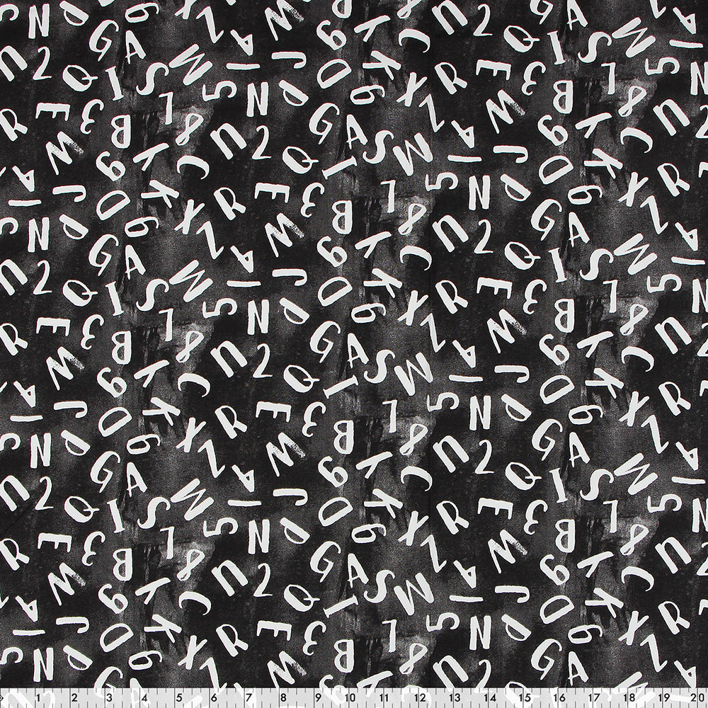 FABRIC CREATIONS Cotton Print Fabric Bolt 42 in × 8 yd (7.3 m) Black With White Letters & Numbers
