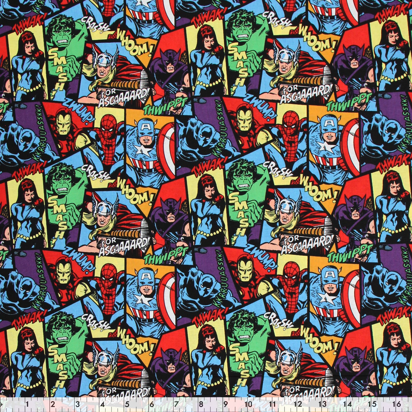 FABRIC CREATIONS 44 in. x 8yd Licensed Cotton Fabric Bolt - Retro Marvel Characters in Comic Book Frames