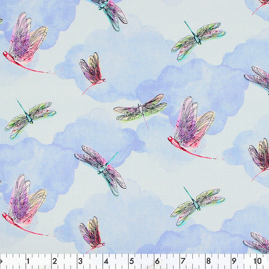 FABRIC CREATIONS 42" × 8 yd Cotton Fabric Bolt — Blue Dragonfly