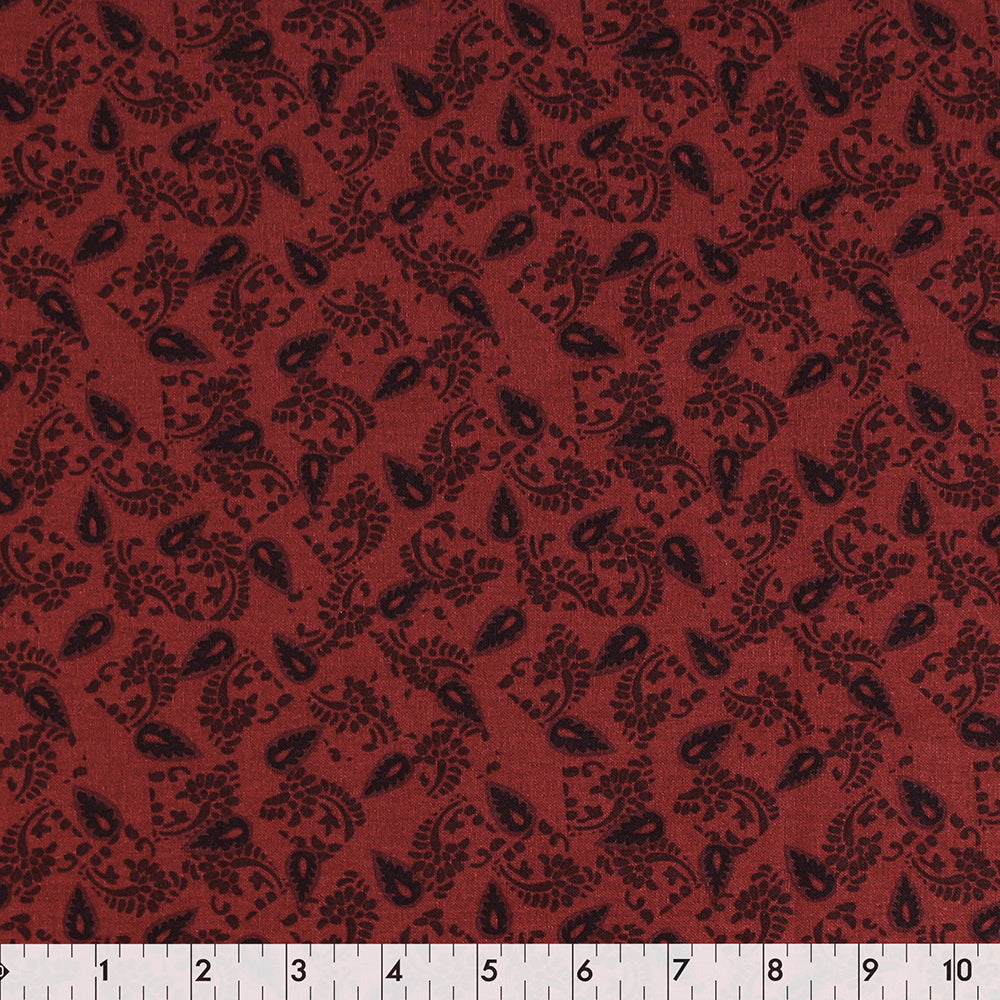FABRIC CREATIONS 42" × 8 yd Cotton Fabric Bolt — Maroon with Black Marrakesh Pattern