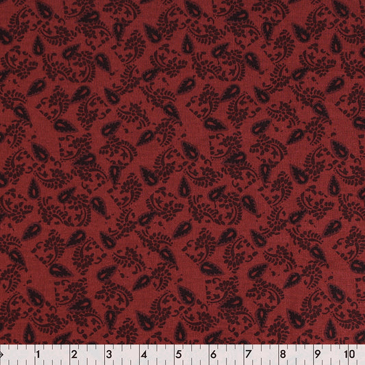 FABRIC CREATIONS 42" × 8 yd Cotton Fabric Bolt — Maroon with Black Marrakesh Pattern