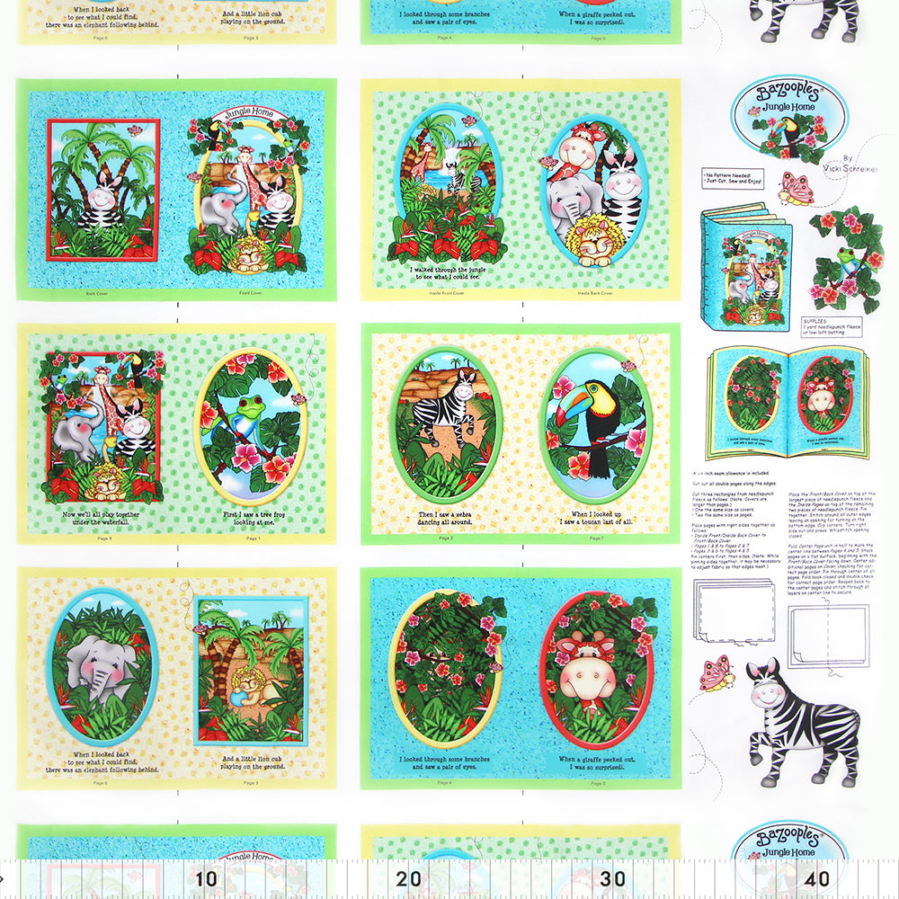 FABRIC CREATIONS Aqua Yellow Lime Bazoople Animals Softbook 1110090329