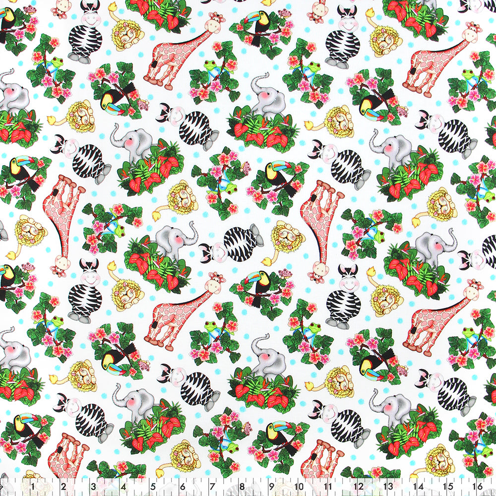 FABRIC CREATIONS White with Bazoople Animals 1110090330