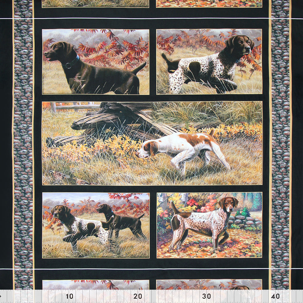 FABRIC CREATIONS Black and Tan Hunting Dogs Wallhanging 1110090333