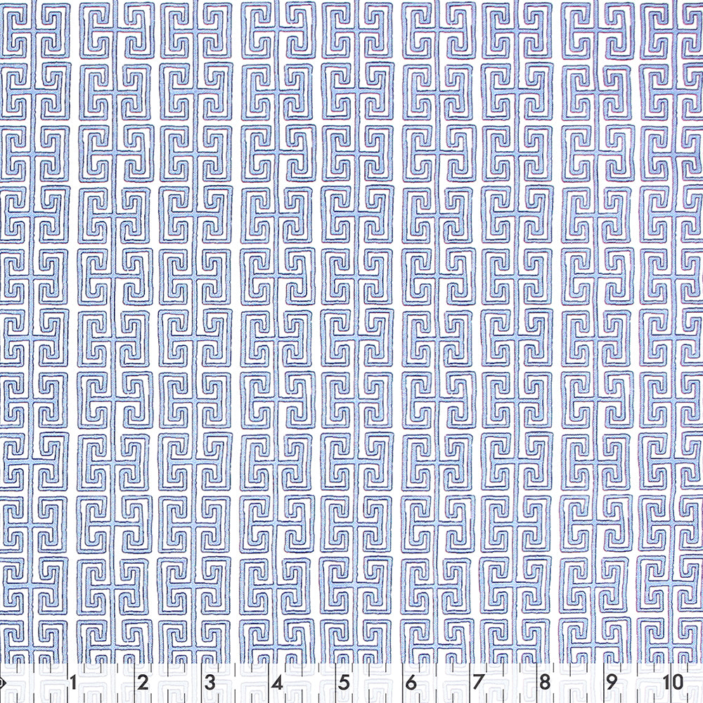 FABRIC CREATIONS White with Geometric Blue Rows 1110090336