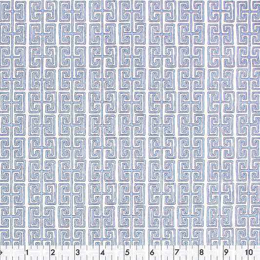 FABRIC CREATIONS White with Geometric Blue Rows 1110090336