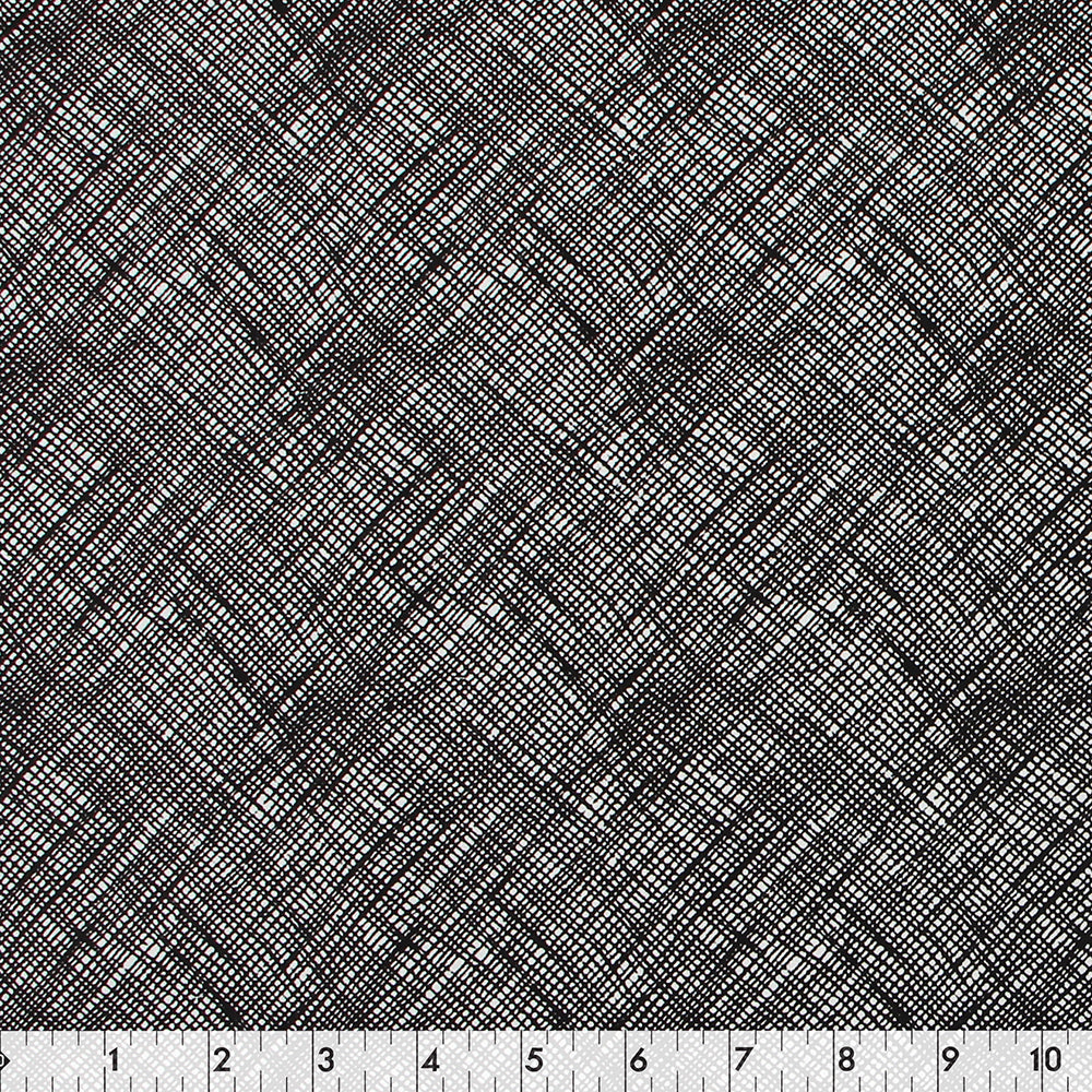 FABRIC CREATIONS 42" × 8 yd Cotton Fabric Bolt — White with Black Crosshatch Lines