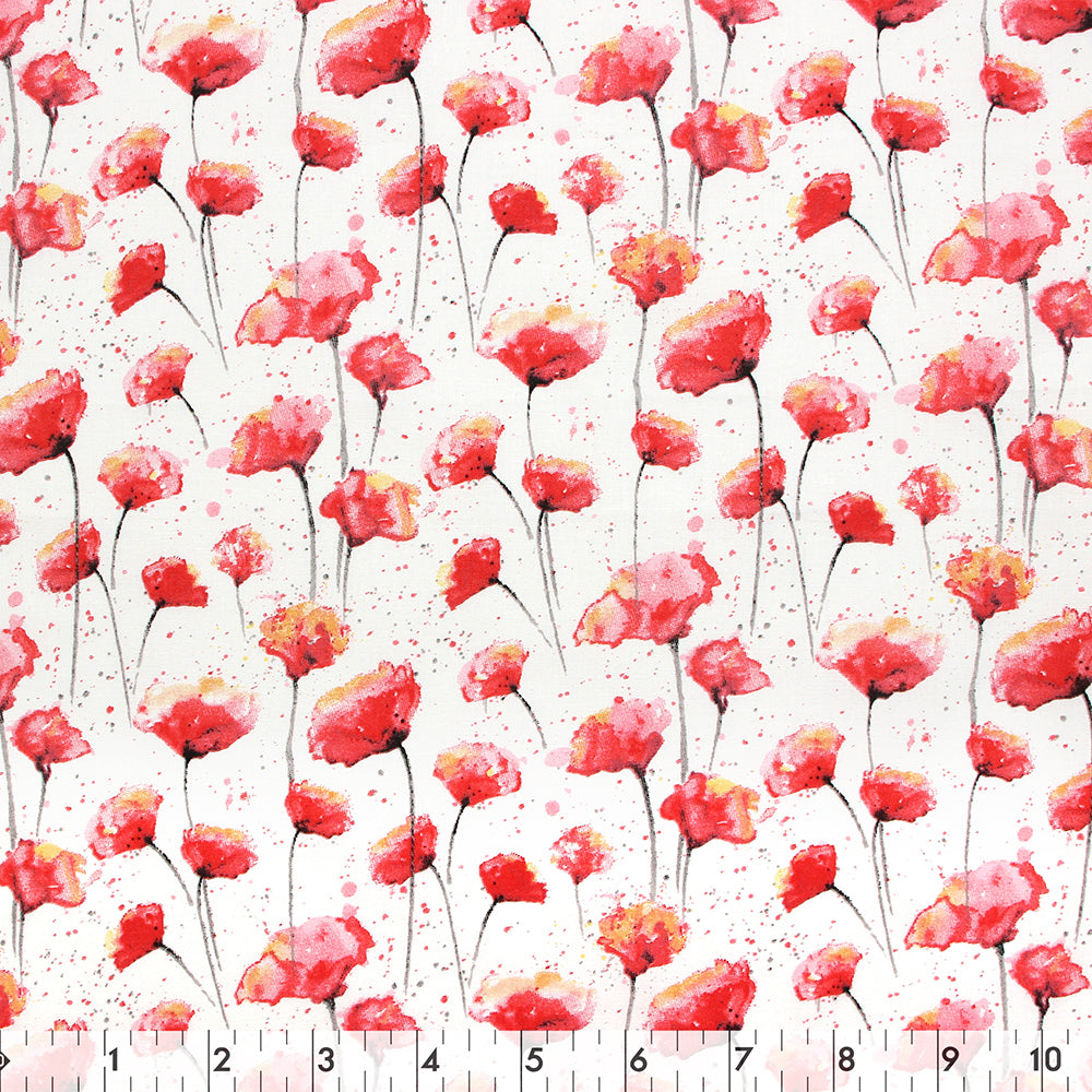 FABRIC CREATIONS Cotton 42 Red/White Poppy